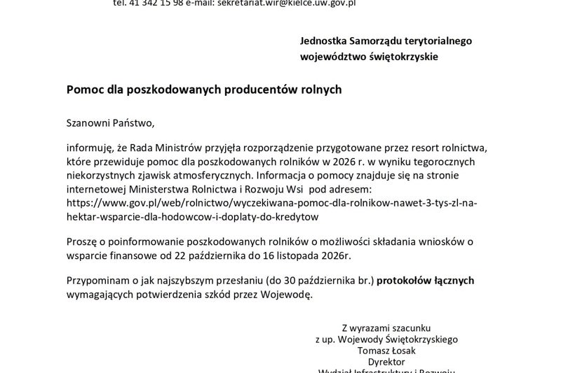 Pismo Do Gmin Dot. Pomocy Dla Rolników 1